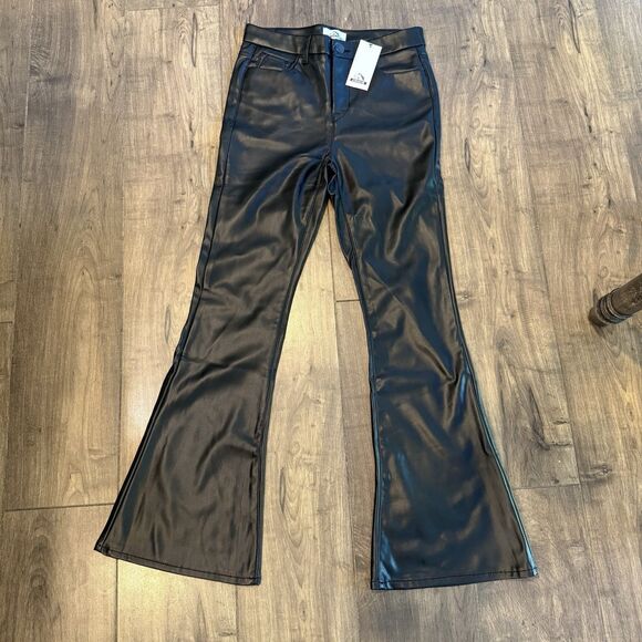 Jordache Faux Leather Flare Pant Size 4 - Picture 1 of 9